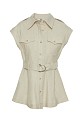 Vest with belt in linen texture