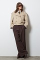 Short trench coat with elastic waistband