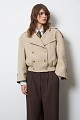 Short trench coat with elastic waistband