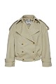 Short trench coat with elastic waistband
