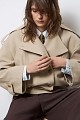 Short trench coat with elastic waistband