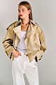 Short trench coat with elastic waistband