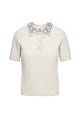 Short sleeves sweater with rhinestones