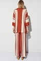 Striped knit set with cut work