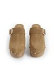 Suede clogs with heel