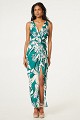 Sleeveless printed dress with front knot