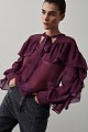 Long sleeves blouse with ruffles and self-tie
