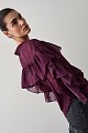 Long sleeves blouse with ruffles and self-tie