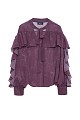 Long sleeves blouse with ruffles and self-tie
