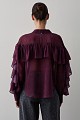 Long sleeves blouse with ruffles and self-tie