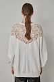 Longline sweater with lace and sheer