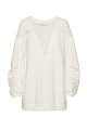 Longline sweater with lace and sheer