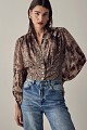 Animal print tailored-waist blouse