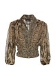 Animal print tailored-waist blouse