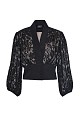 Tailored-waist long sleeves blouse with lace