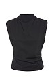 Sleeveless gathered top with rhinestones