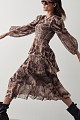 Midi animal print dress with ruffles