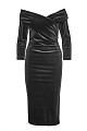 Off-shoulders midi velvet dress