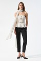 Trousers with bejeweled buttons