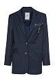 Striped blazer with bejeweled pin